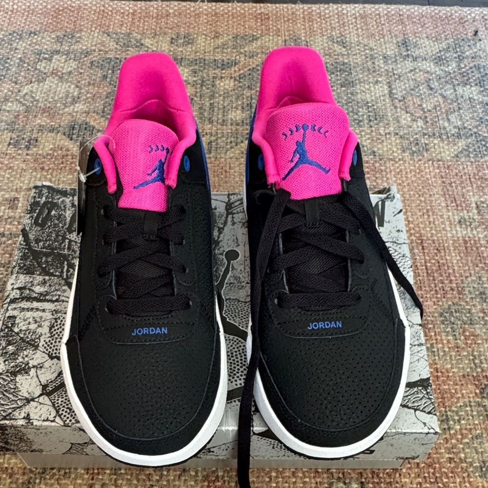 Jordan Black Sneakers with Pink and Blue Highlights